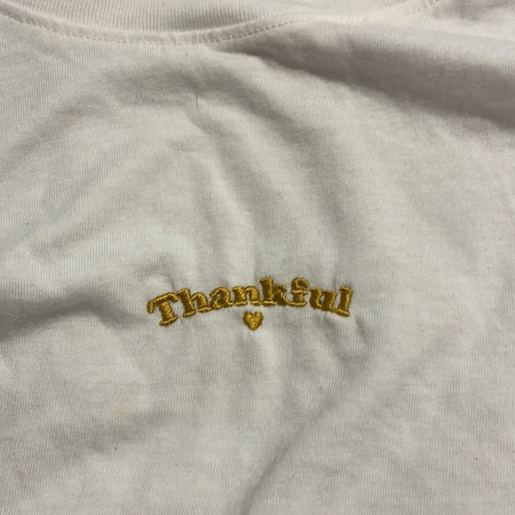WOMENS Thankful Embroidered Long Sleeve T-Shirt WHITE. Size S. - Picture 3 of 4